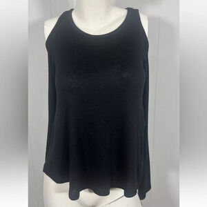 NWT Mossimo Long Sleeve Womens Black Pullover Open Shoulder Knit Shirt Sz XS